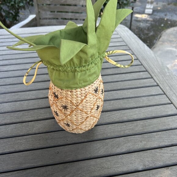 Gymboree Wicker Rattan  Pineapple Drawstring Mini Bag Purse - Picture 5 of 9